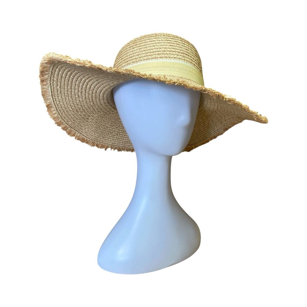 Y2K Wide Brim Straw Sun Hat | Vintage Beach Hat with Adjustable Band